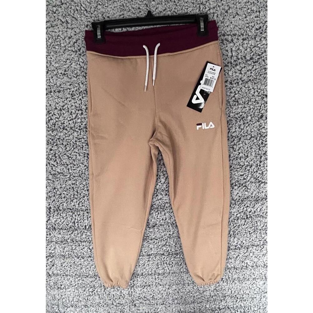 Fila Boy's Logo Joggers - Beige & Maroon - Medium (10-12) - NWT
